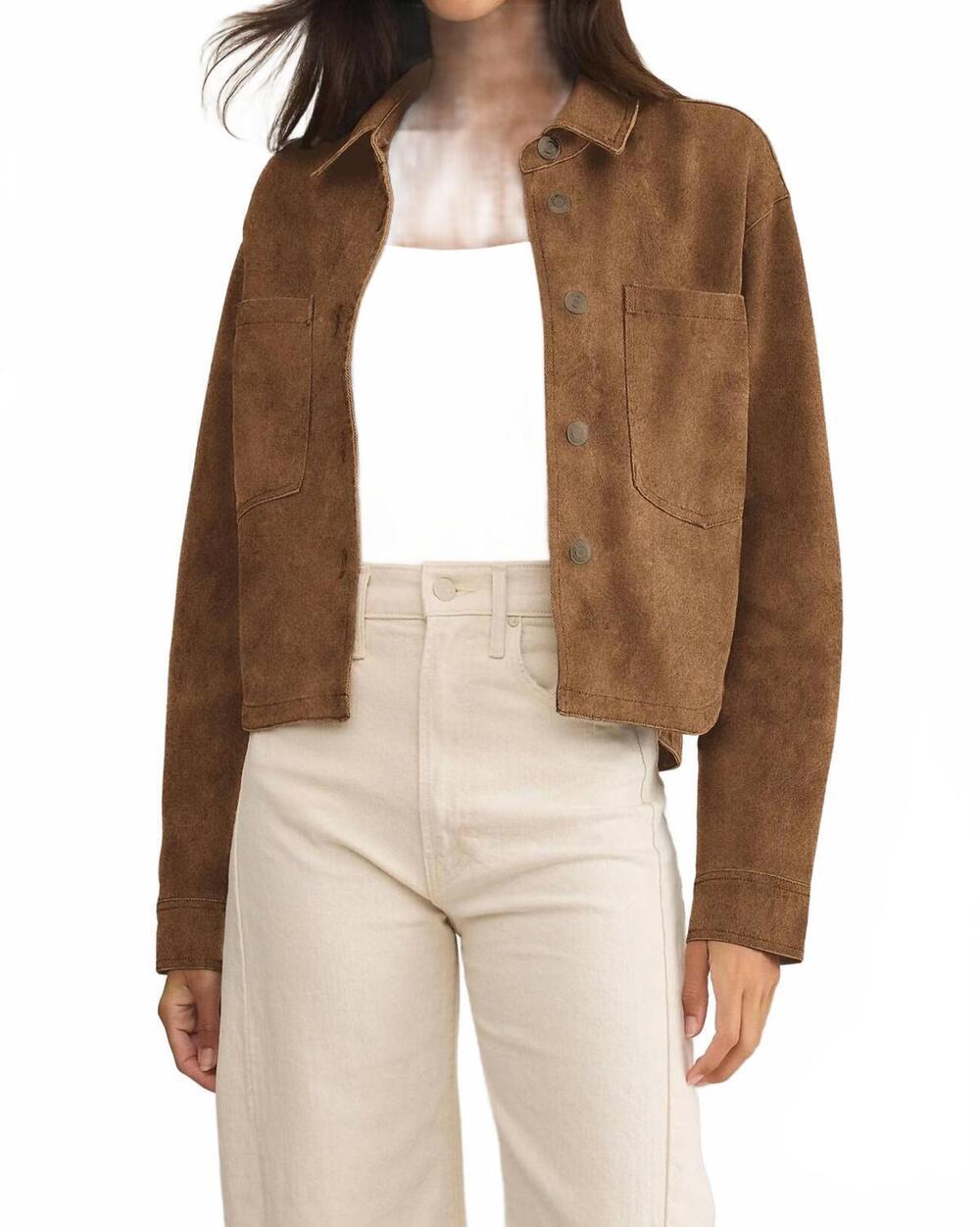 NEW Z SUPPLY all day cropped suede jacket in monstera